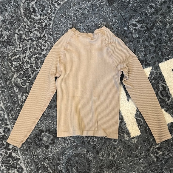 Aura Taupe Ribbed Long Sleeve Bodysuit - Picture 3 of 3